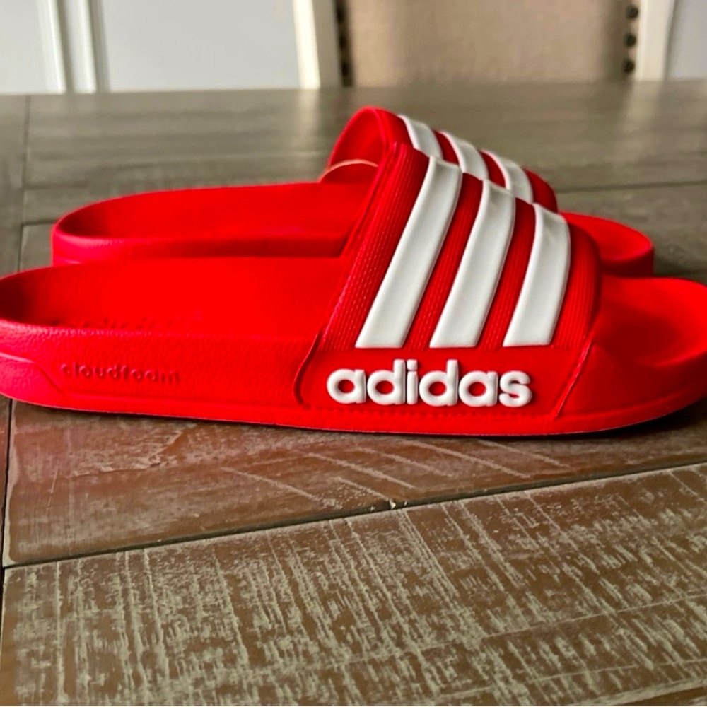 Adidas Adilette Cloudfoam Men's Red Slip-On Shower Slides US Sz 10,11,12
